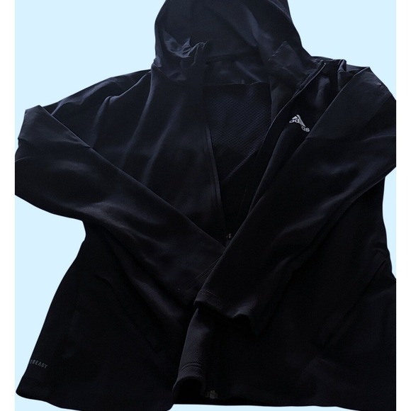 adidas Jackets & Blazers - Adidas Aeroready Full Zip Hooded Jacket Black Womens Mesh Lined
